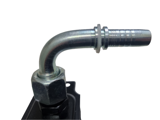 90° barb fitting for oil coolers