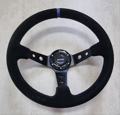 SkidShop suede black/blue steering wheel