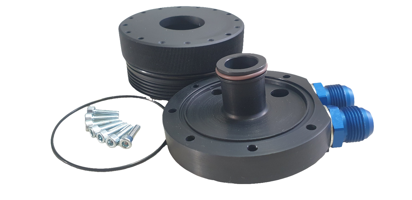 M54 oil filter cap with oilcooler outlets