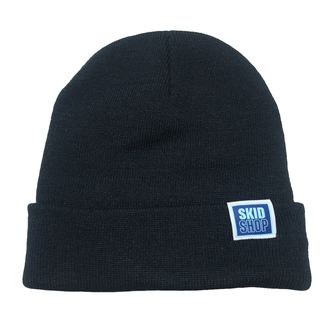 black SKIDSHOP reversible beanie