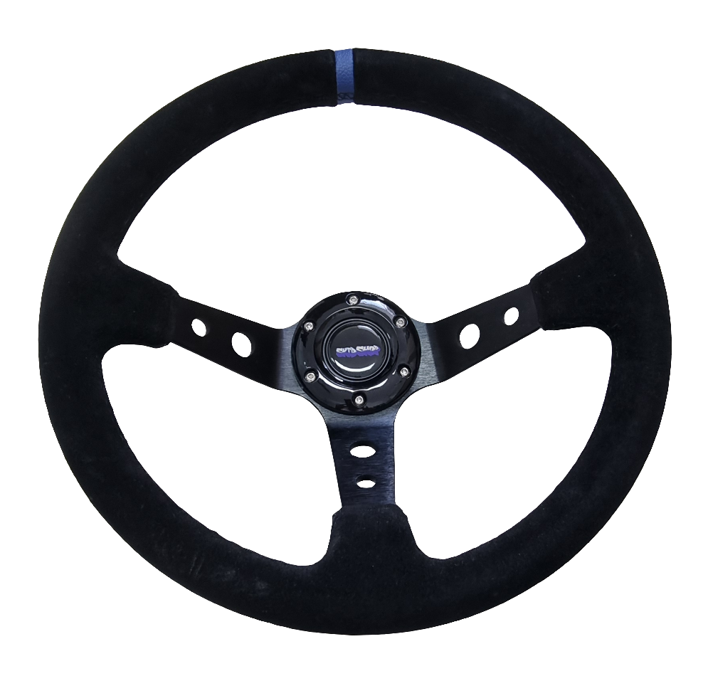 SkidShop suede black/blue steering wheel