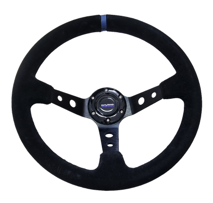 SkidShop suede black/blue steering wheel