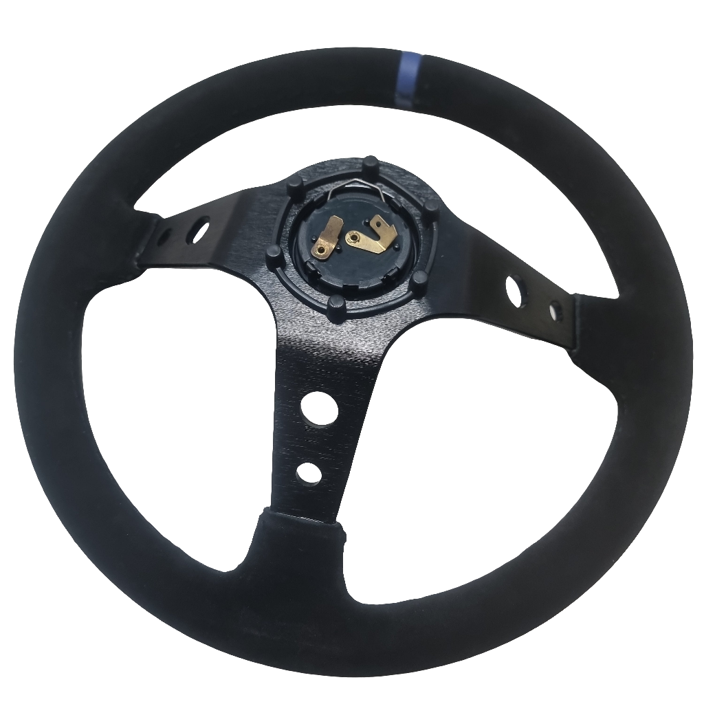 SkidShop suede black/blue steering wheel