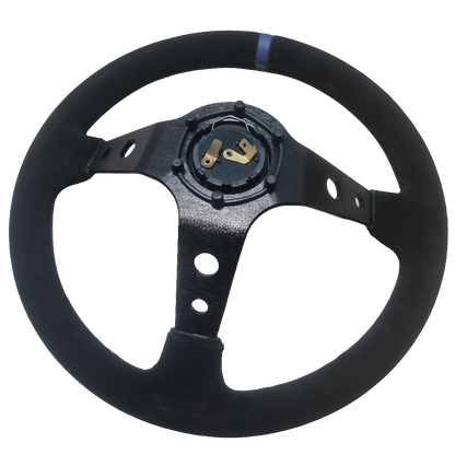 SkidShop suede black/blue steering wheel