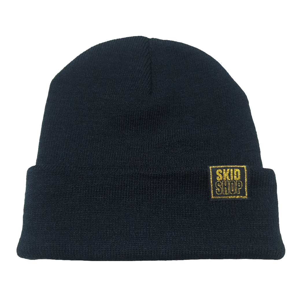 black SKIDSHOP reversible beanie