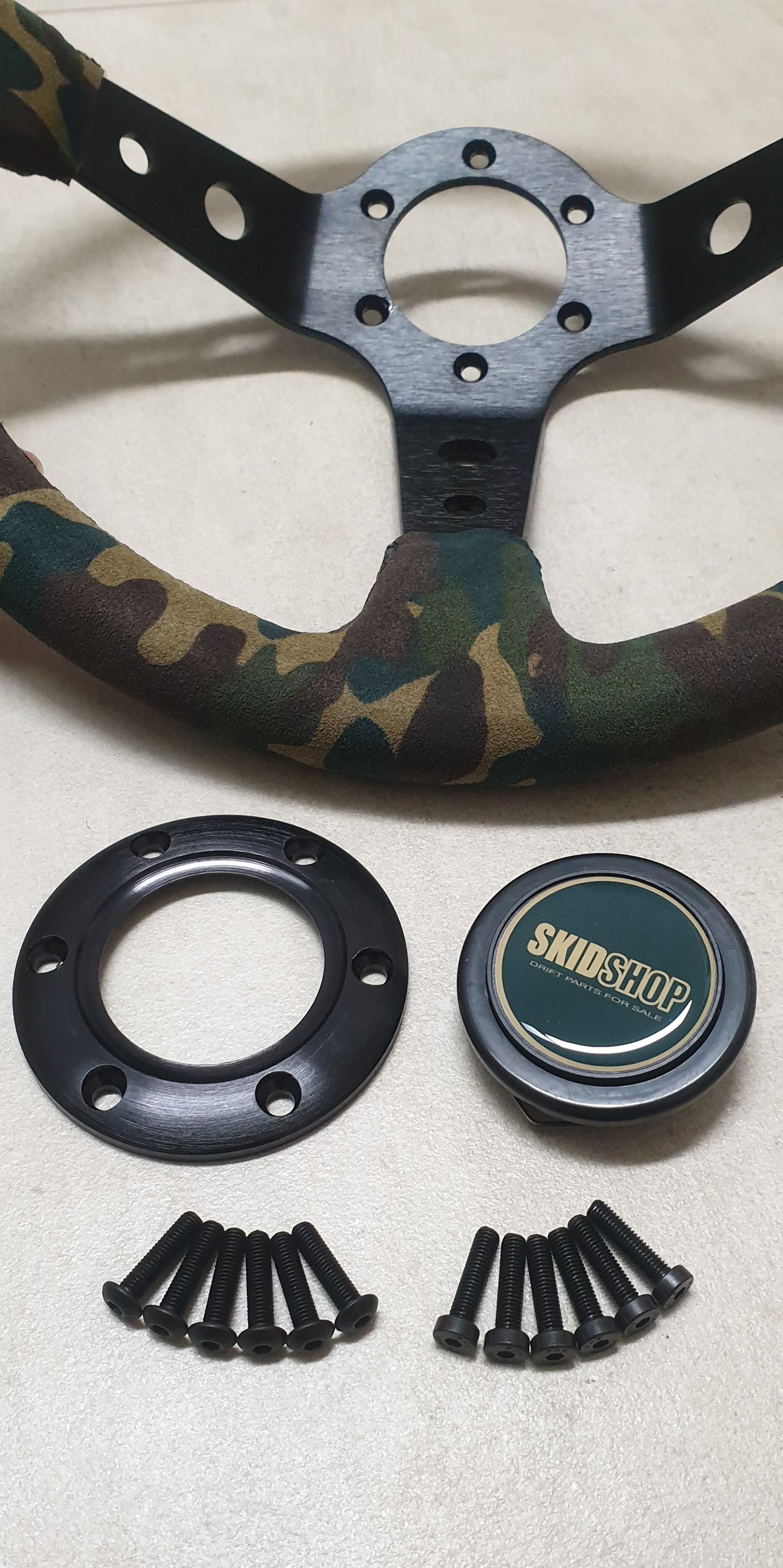 SkidShop Suede Camo steering wheel